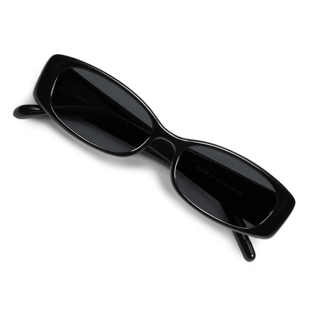 Trendy Small Polarized Rectangle Sunglasses for Women Men Retro 90s